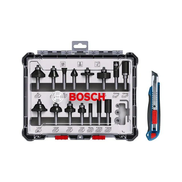 Bosch 0615997653 coffret fraises défonceuse 15 pièces carbure